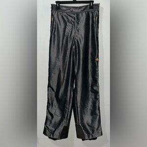 VTG 80s DESCENTE Waterproof Ski Pants Metallic Gray W/Gold Full Side Zip Mens 36